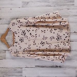 Moon & Sky peach blush animal print bell sleeve blouse semi sheer Size Small